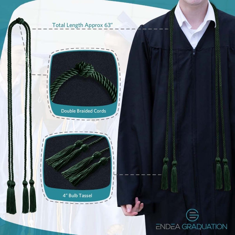 Endea Graduation Double Honor Cord (Hunter Green) - Image 3